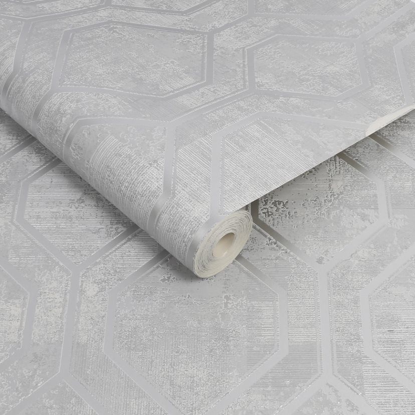 Armature Geo Silver Superfresco Milan Silver Wallpaper 113259