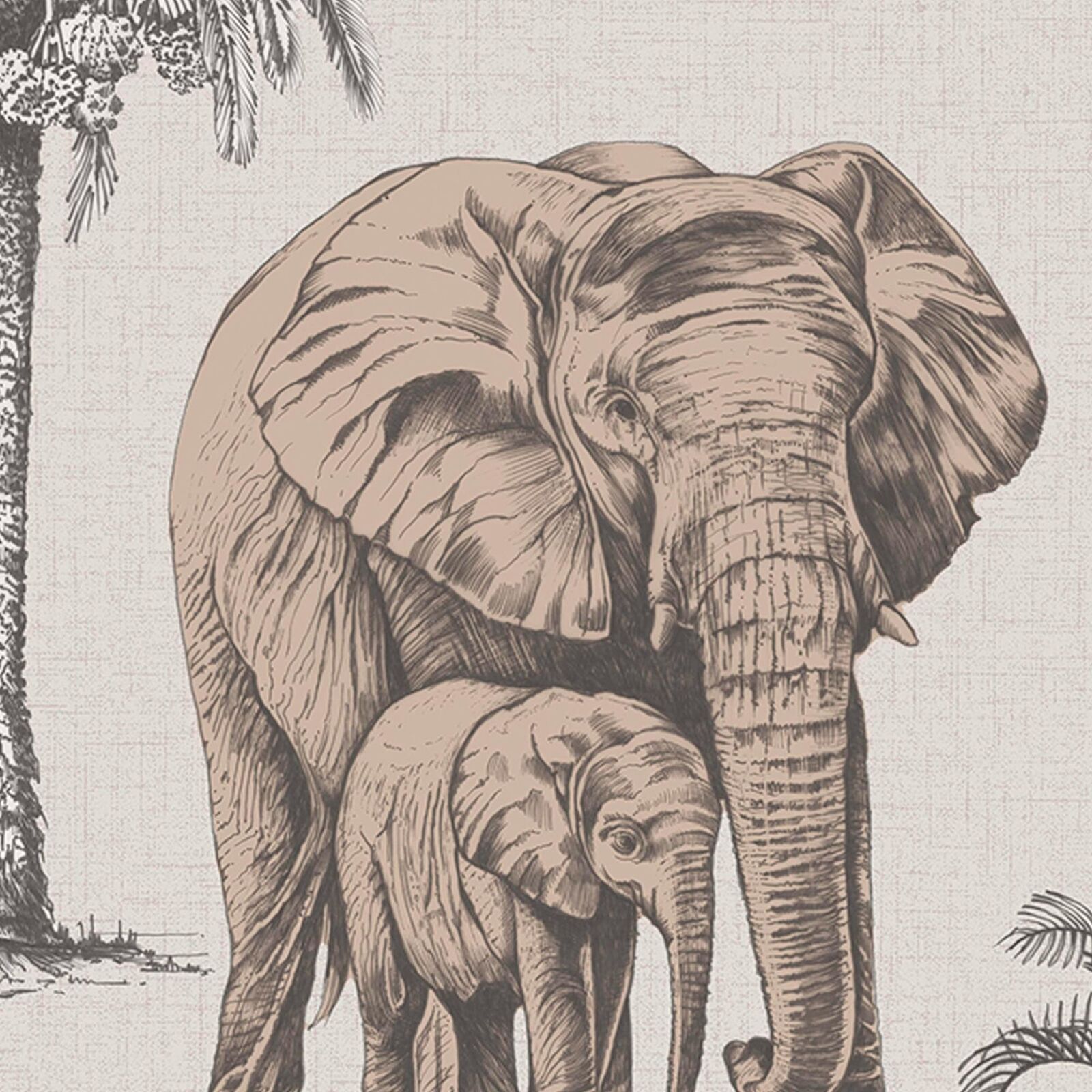 Fresco Kenya Safari Rose Gold Animal Wallpaper Graham & Brown 119156