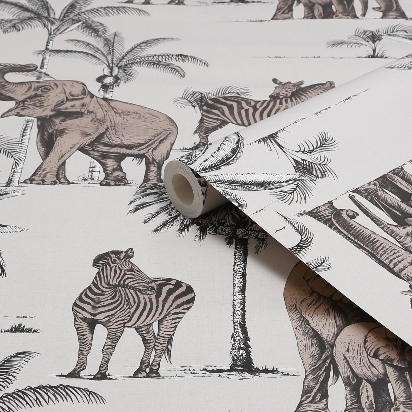 Fresco Kenya Safari Rose Gold Animal Wallpaper Graham & Brown 119156