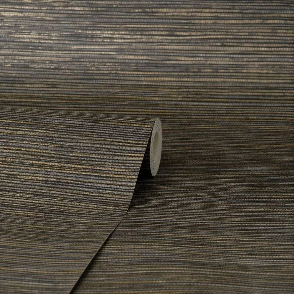 Fusion Texture Charcoal Metallic Grasscloth Vinyl Wallpaper M1770