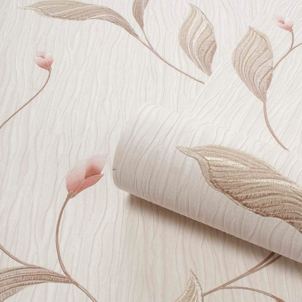 Tiffany Trail Soft Pink & Ivory Cream Luxury Italian Vinyl Wallpaper 160
