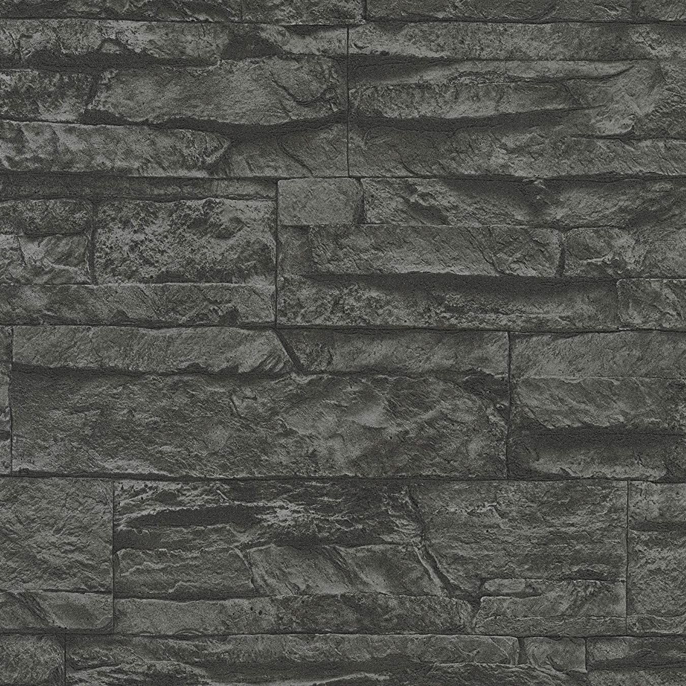 Deco World Black Block Tile Effect Wallpaper 7071-23