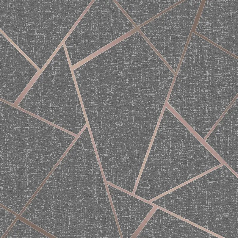 Quartz Fractal Charcoal Textured Vinyl Wallpaper FD42283
