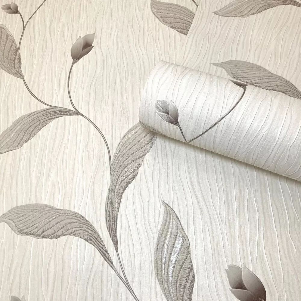 Tiffany Trail Beige & Charcoal Luxury Italian Vinyl Wallpaper 41338
