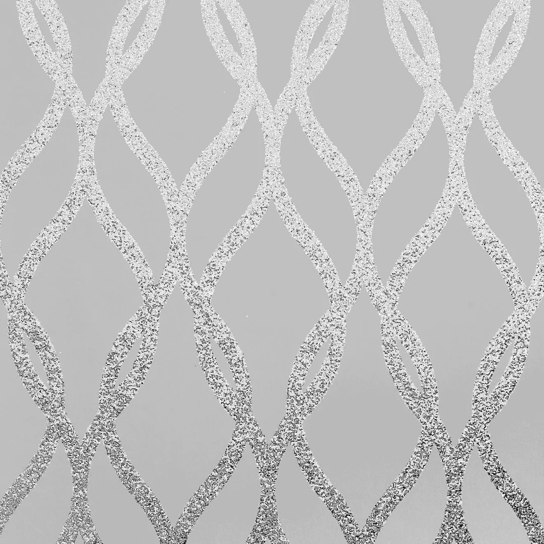 Sequin Trellis Grey & Silver Glitter Wallpaper 921802