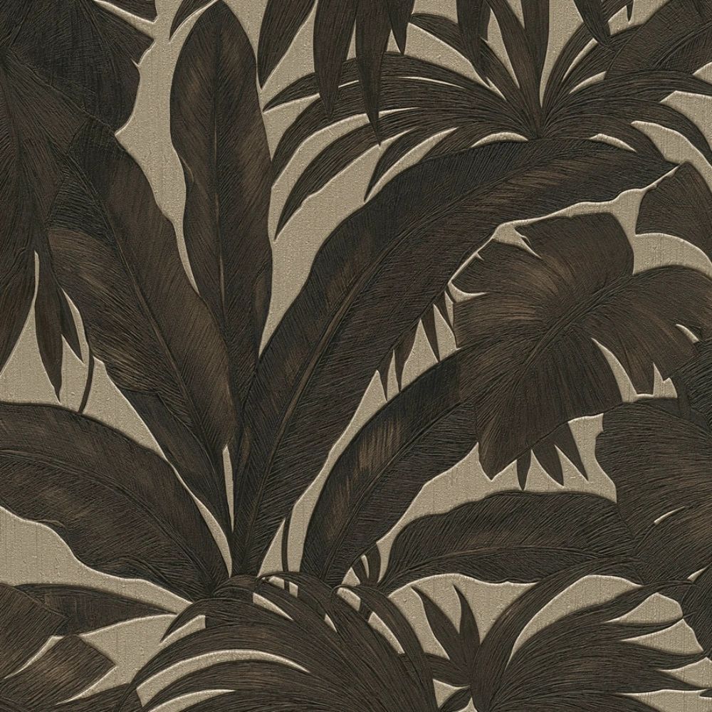 Giungle Jungle Palm Tree Print Bronze Wallpaper Luxury Vinyl Wallpaper 962401