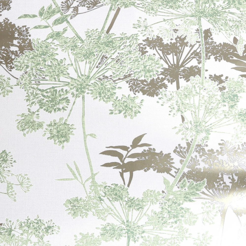 Meadow Floral Green & Metallic Gold Superfresco Wallpaper 128154