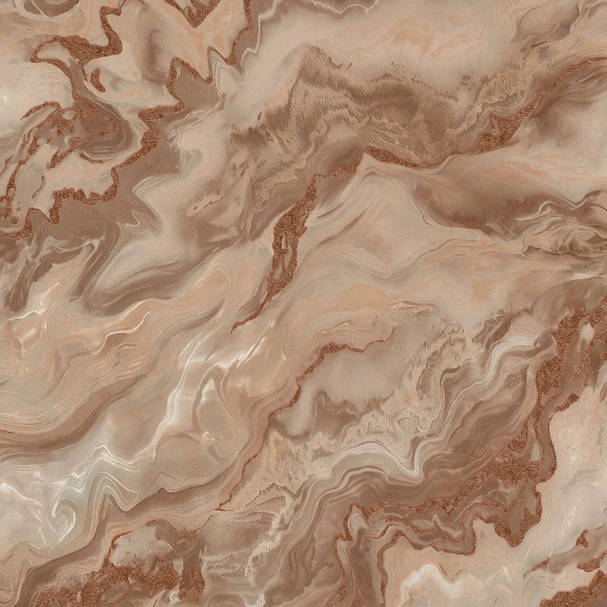 Erismann Elle Decoration Marble Brown Rust & Metallic Rose Gold Wallpaper 10447-13