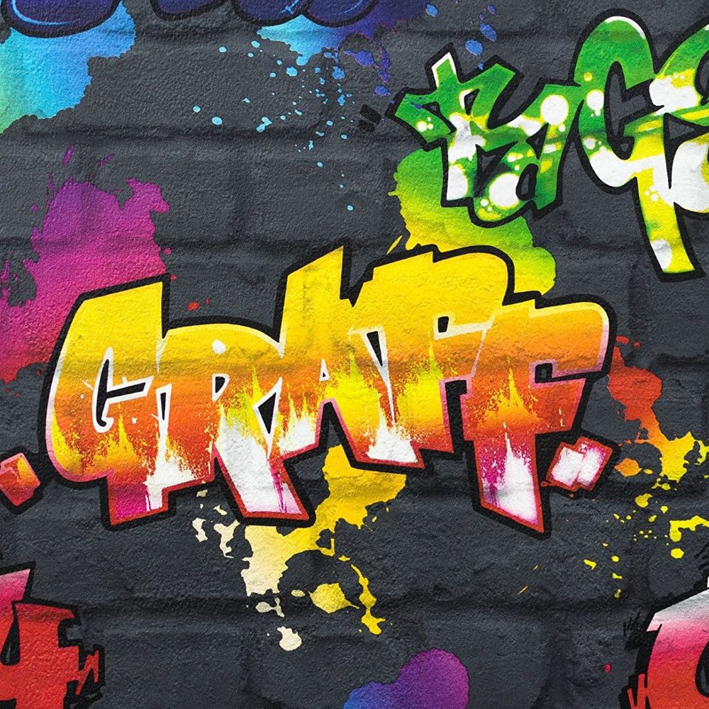 Graffiti Brick Black Wallpaper 237801