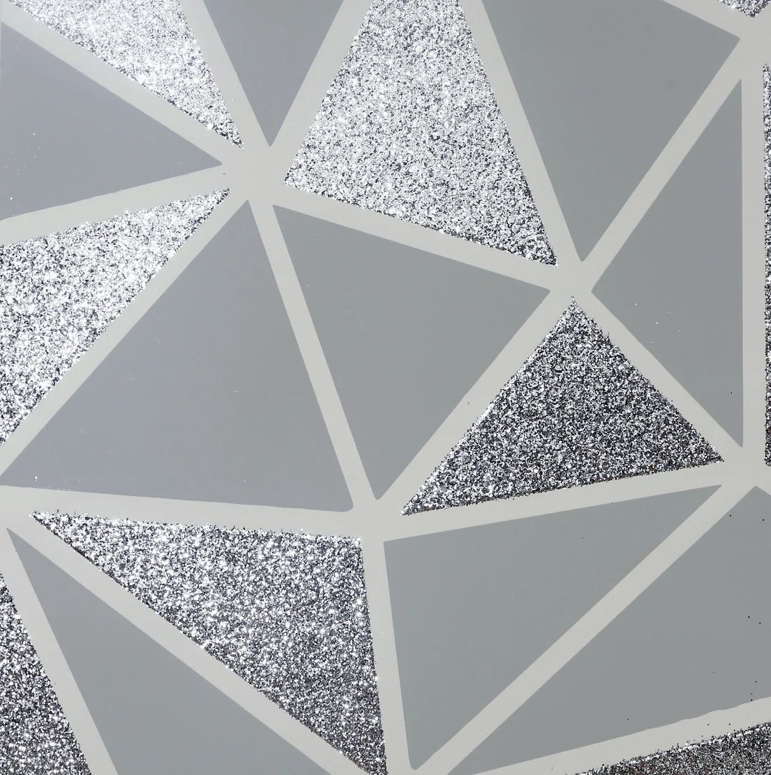 Sequin Fragments Silver Geometric Glitter Wallpaper 921800