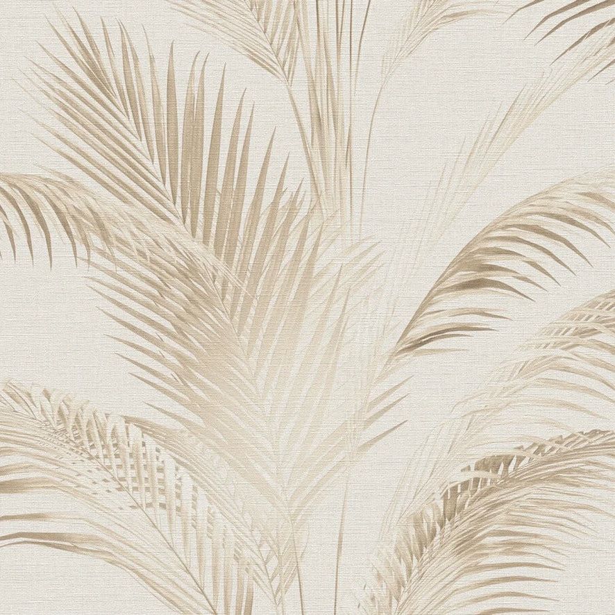 Metallic Palms Tropical Cream & Gold Wallpaper