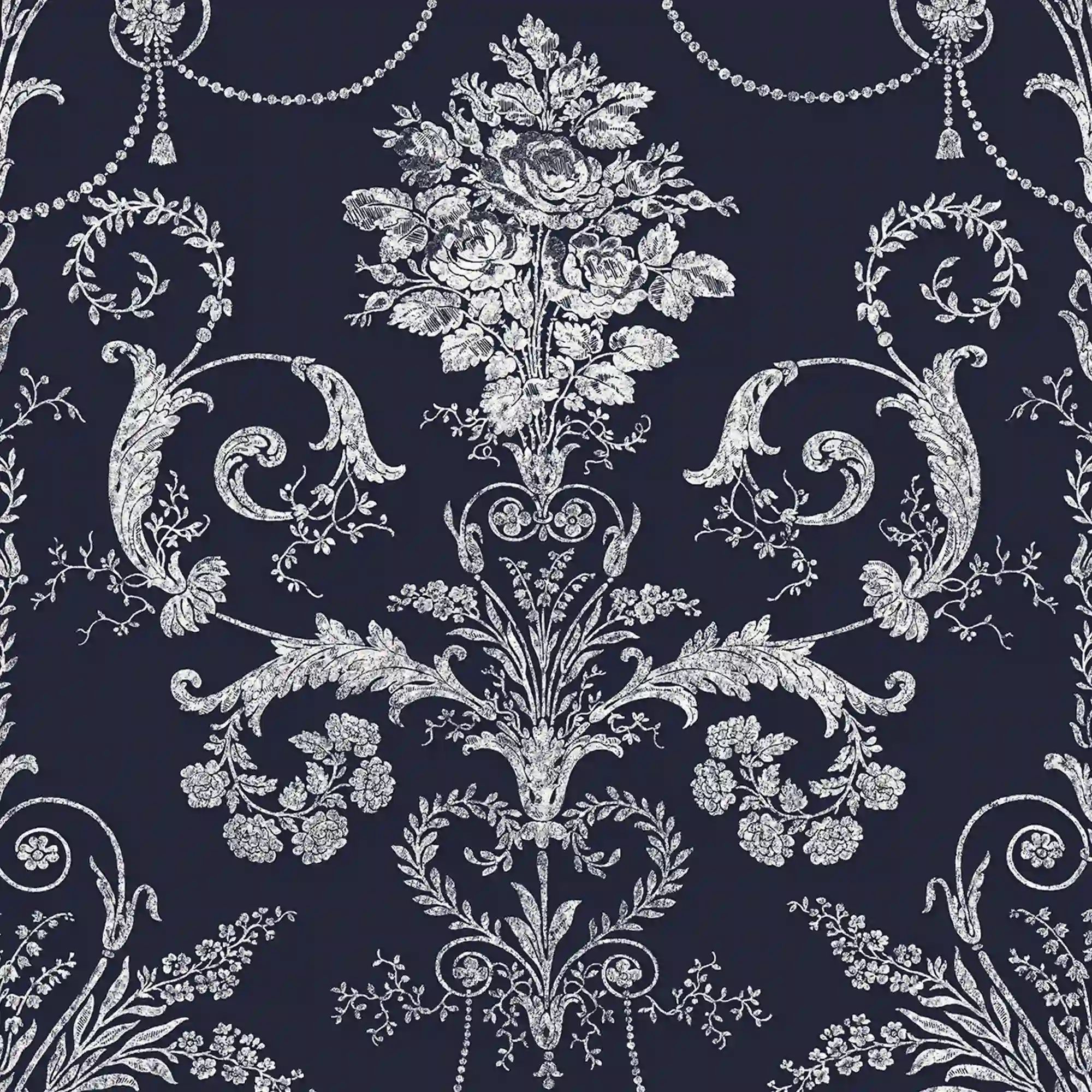 Josette French Toil Damask Midnight Navy Laura Ashley Wallpaper 113386 Josette French Toil Damask Midnight Navy Laura Ashley Wallpaper 113386