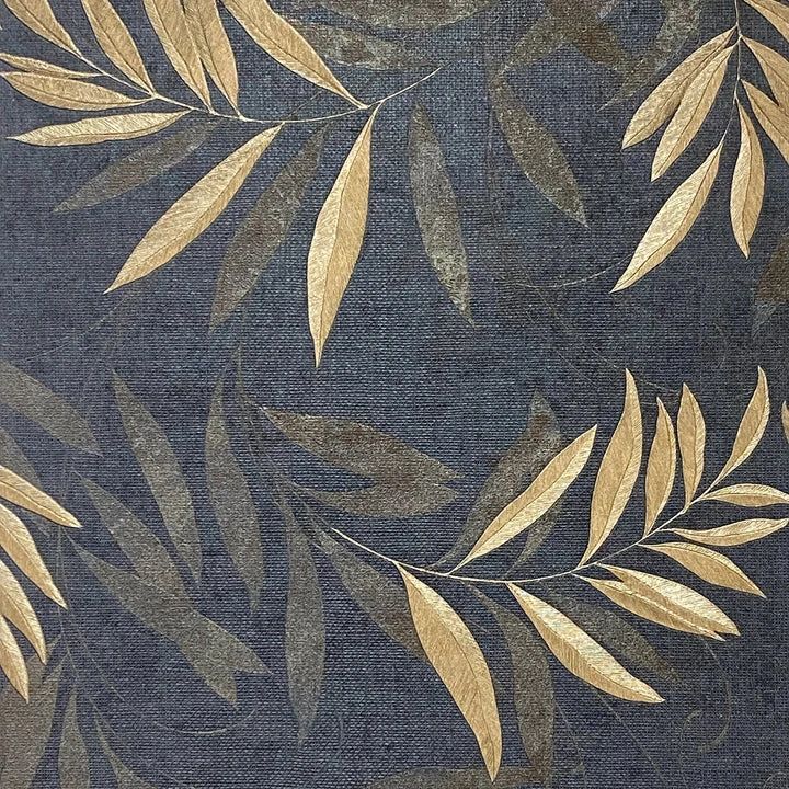 Luxury Leaf Navy Champagne Wallpaper 299301