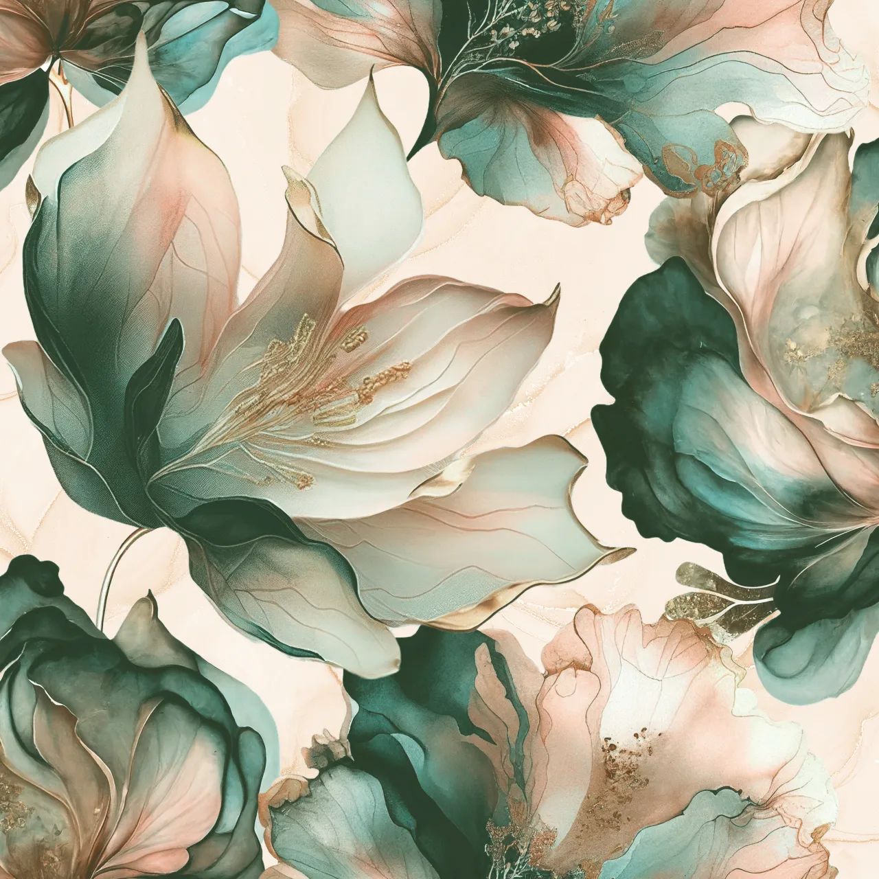 Elysian Floral Coral & Teal Wallpaper 212505