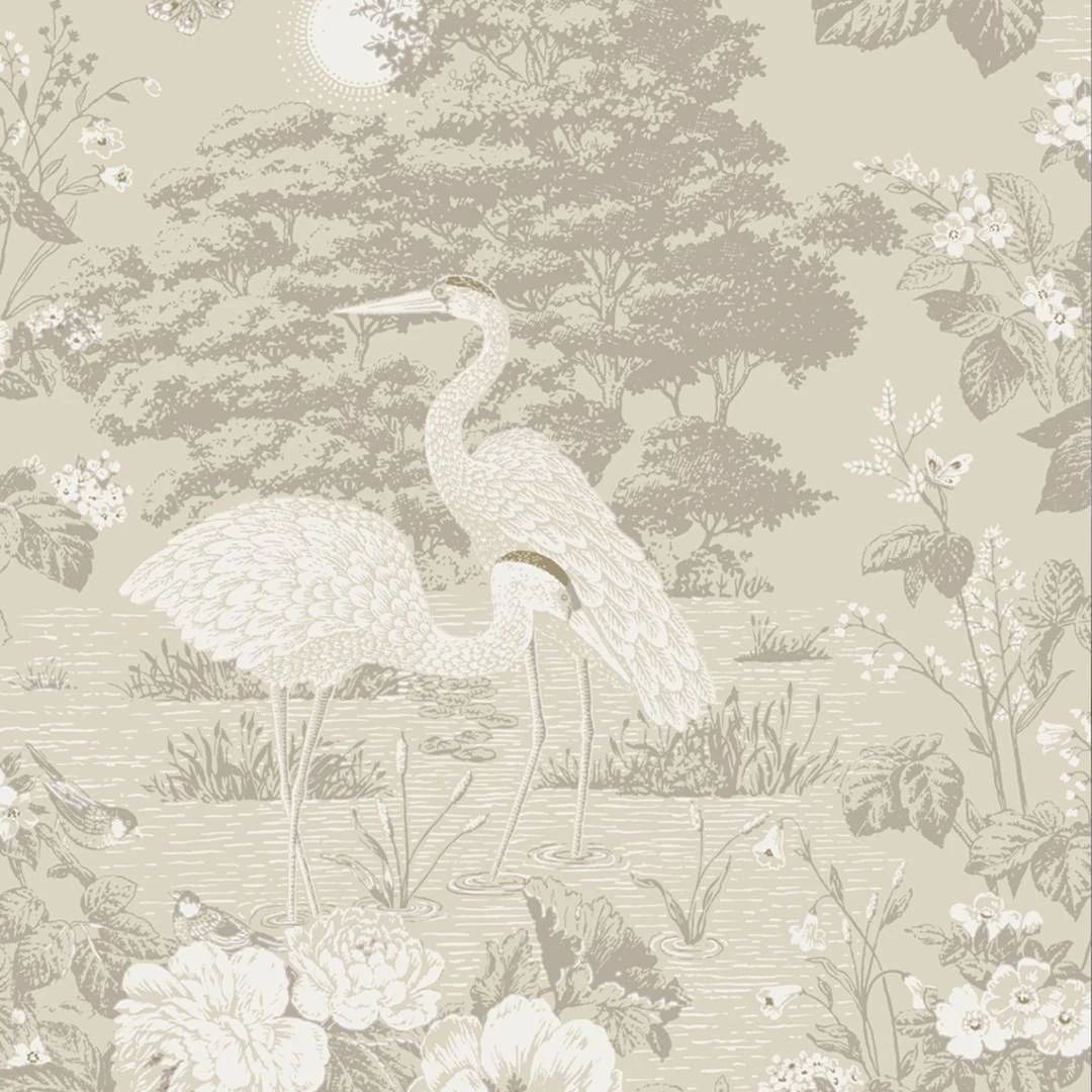 Izumi Japanese Elegant Cranes Cream Wallpaper 740 Izumi Japanese Elegant Cranes Cream Wallpaper 740