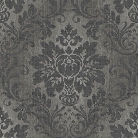 Royal Fabric Damask Black Wallpaper A10909