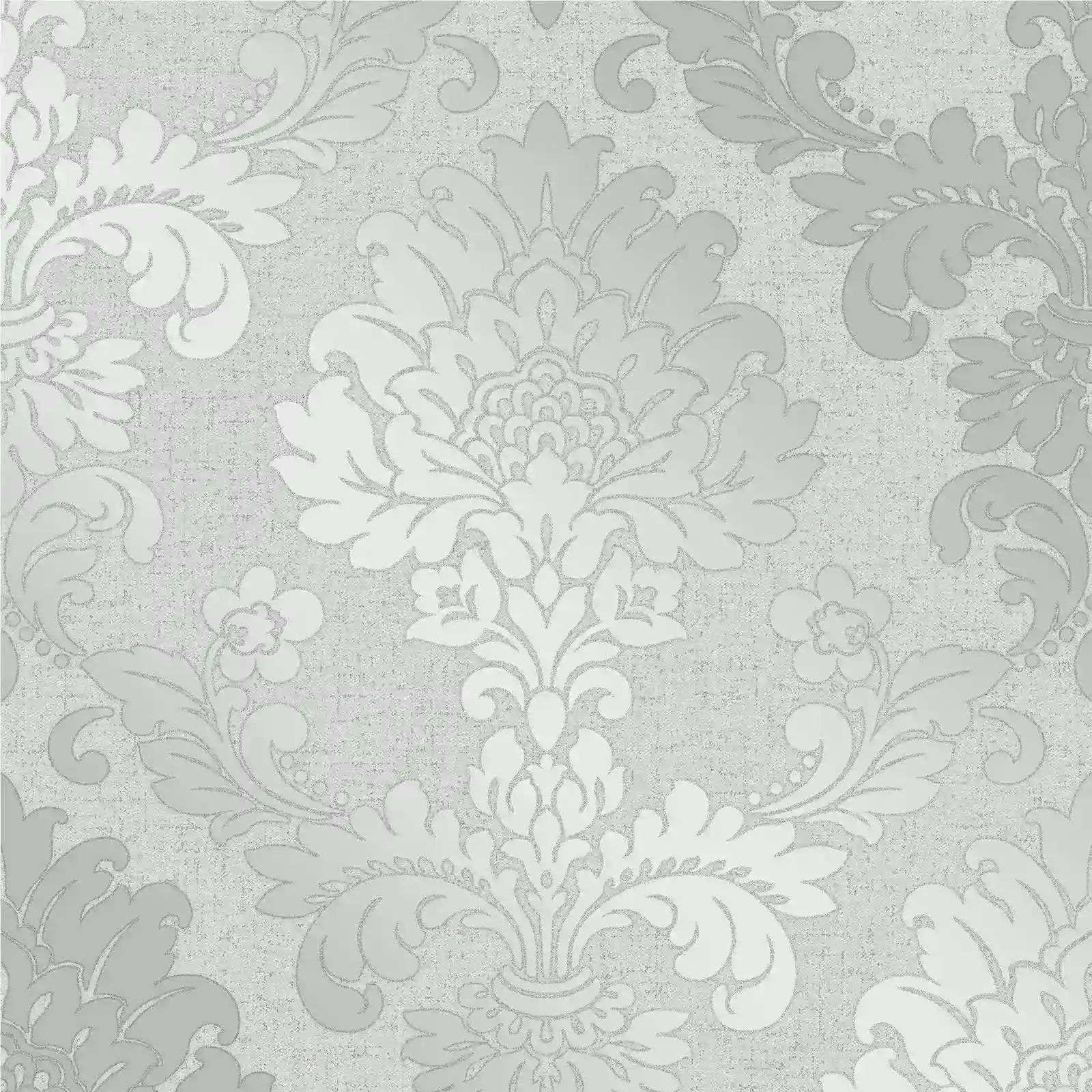 Quartz Damask Silver Textured Vinyl Wallpaper FD41965