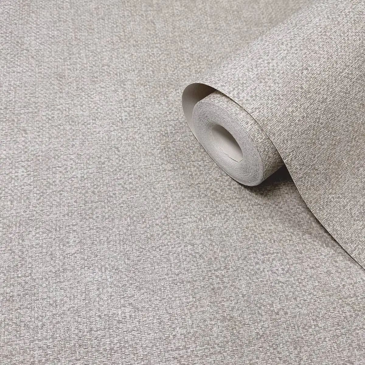 Luxe Mantella Beige Shimmering Vinyl Textured Wallpaper 1852