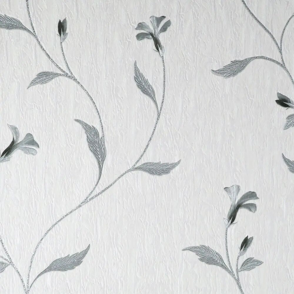 Bellagio Floral White & Silver Luxury Vinyl Wallpaper M95633 Bellagio Floral White & Silver Luxury Vinyl Wallpaper M95633