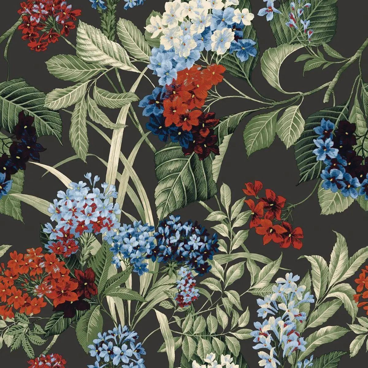 Misaki Japanese Bloom Foral Charcoal Wallpaper by Belgravia Decor 2320