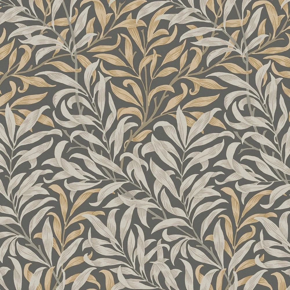 Willow Bough Charcoal Block Printed Diagonal Branch Wallpaper by William Morris 124244