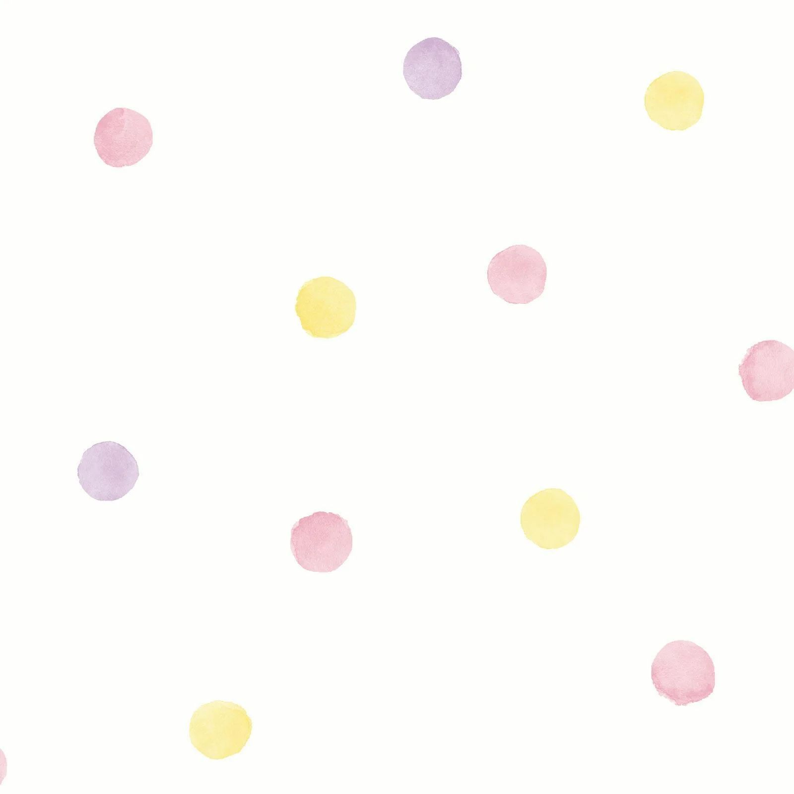 Polka Dots Pink & Yellow Children's Bedroom Playroom Nursery Wallpaper 91000