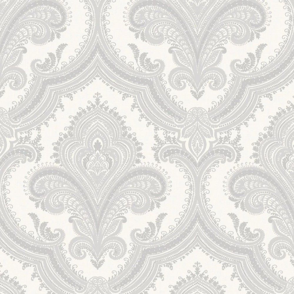 Sassari Damask Grey Vinyl Wallpaper 519921