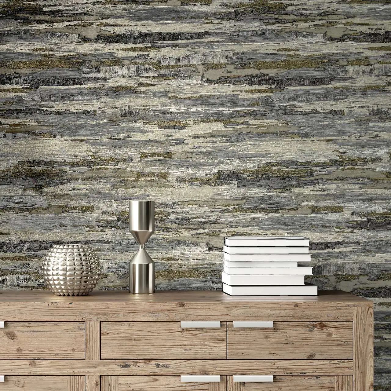 Gianni Textured Plain Charcoal Taupe Vinyl Wallpaper M95699