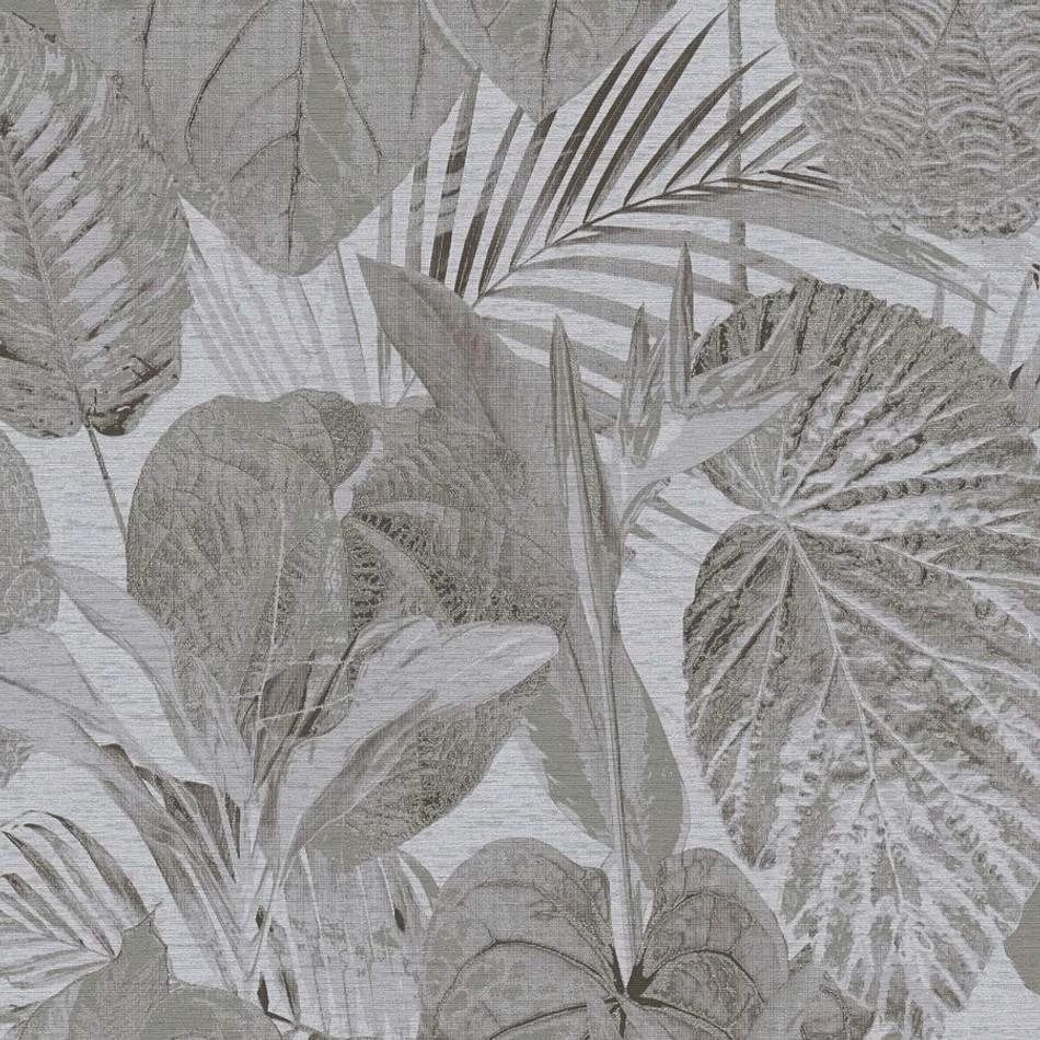 Jungle Silk Bold Leafy Floral Shadow Grey Brown Vinyl Wallpaper 39355-5 Jungle Silk Bold Leafy Floral Shadow Grey Brown Vinyl Wallpaper 39355-5