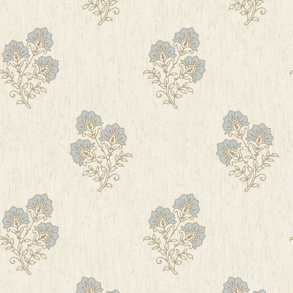 Carlotta Archaic Motif Cream & Blue Textured Vinyl Wallpaper 9031