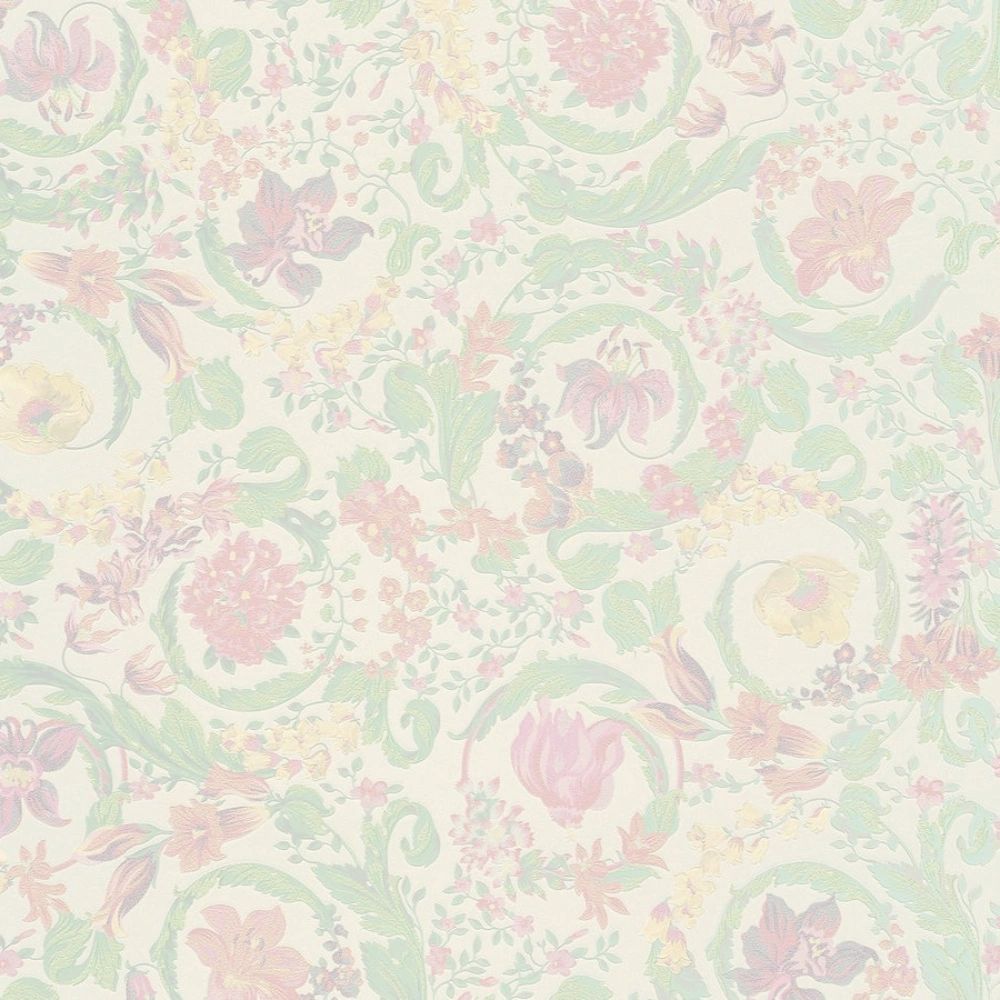 Barocco Floral Ice Cream Coloured Luxury Vinyl Wallpaper 387062