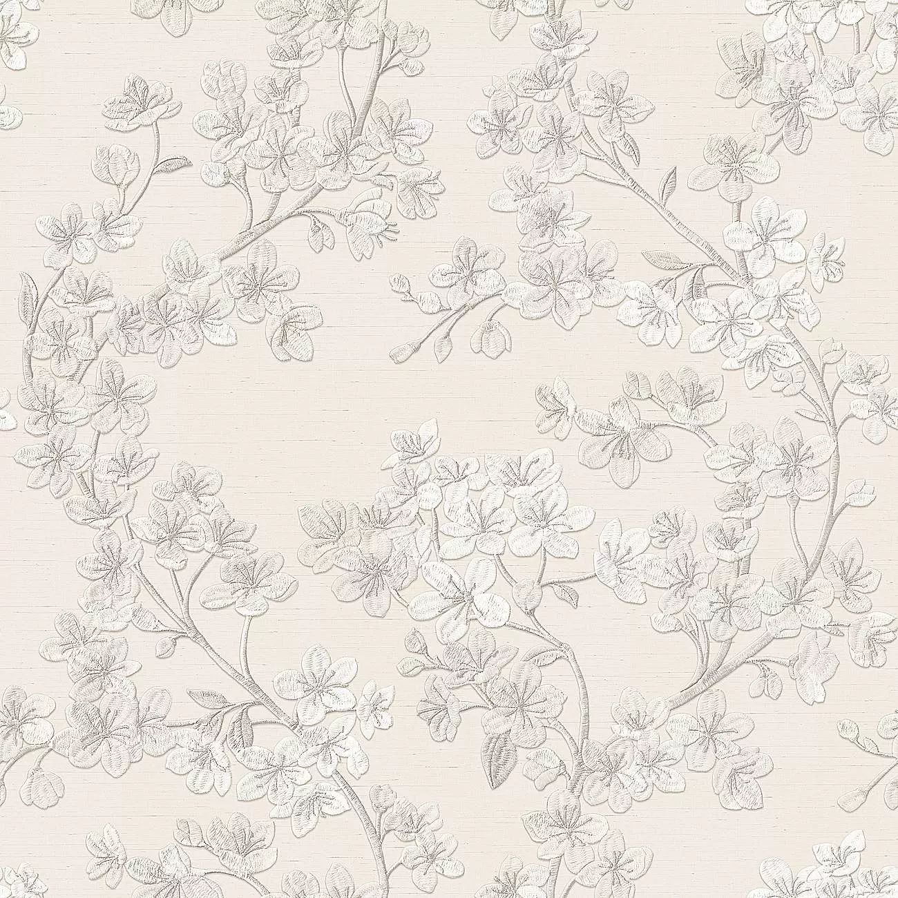 Grace Cherry Blossom Silver Wallpaper Luxury Vinyl Wallpaper GR322201