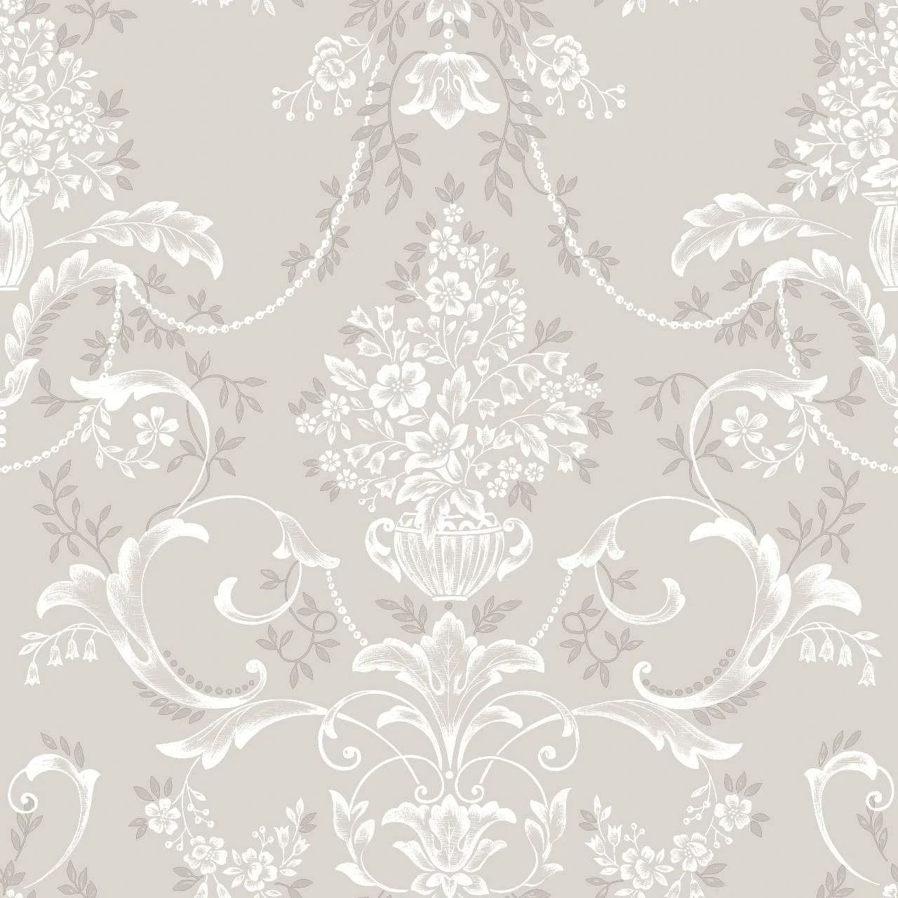 Amelia Damask French Inspired Mushroom Grey Wallpaper 260253