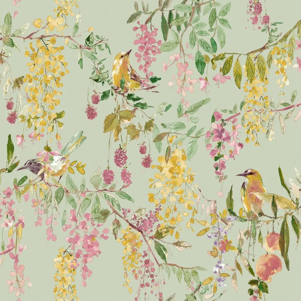 Blackberry Trail Green Wallpaper A79302 by Grandeco
