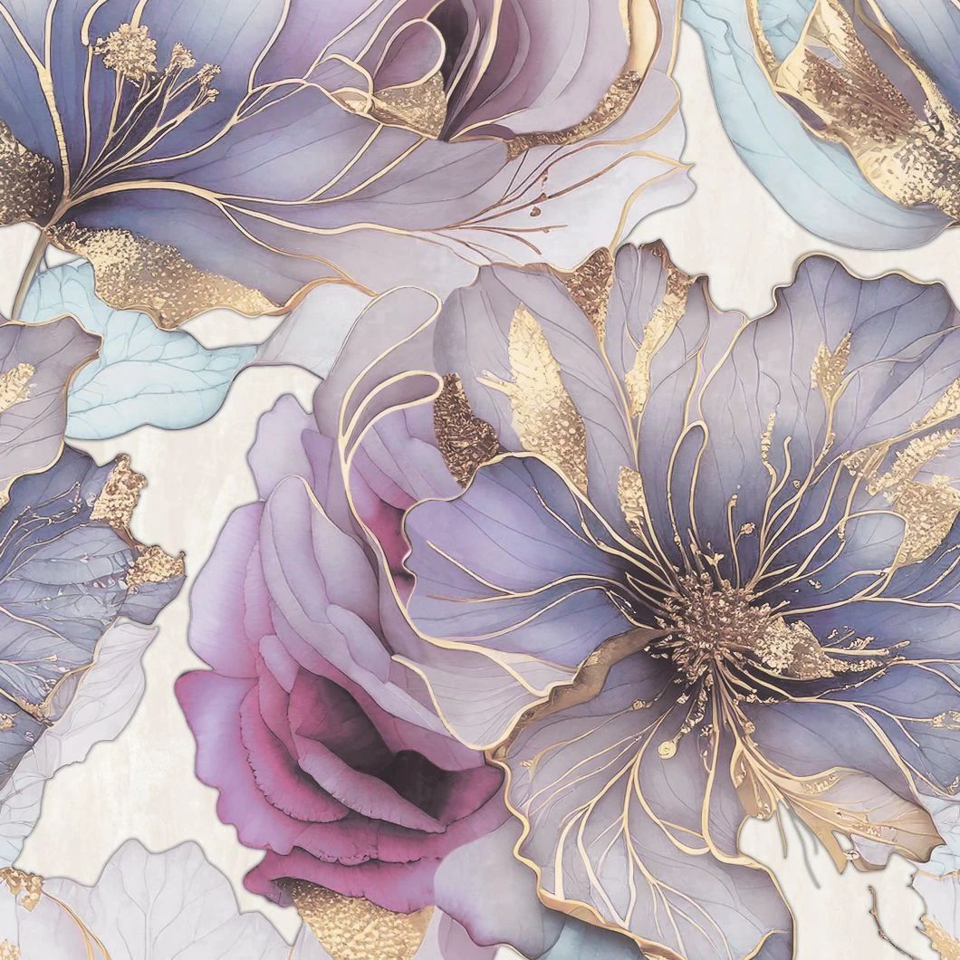 Renata Floral Multicolour & Metallic Gold Italian Vinyl Wallpaper 811321