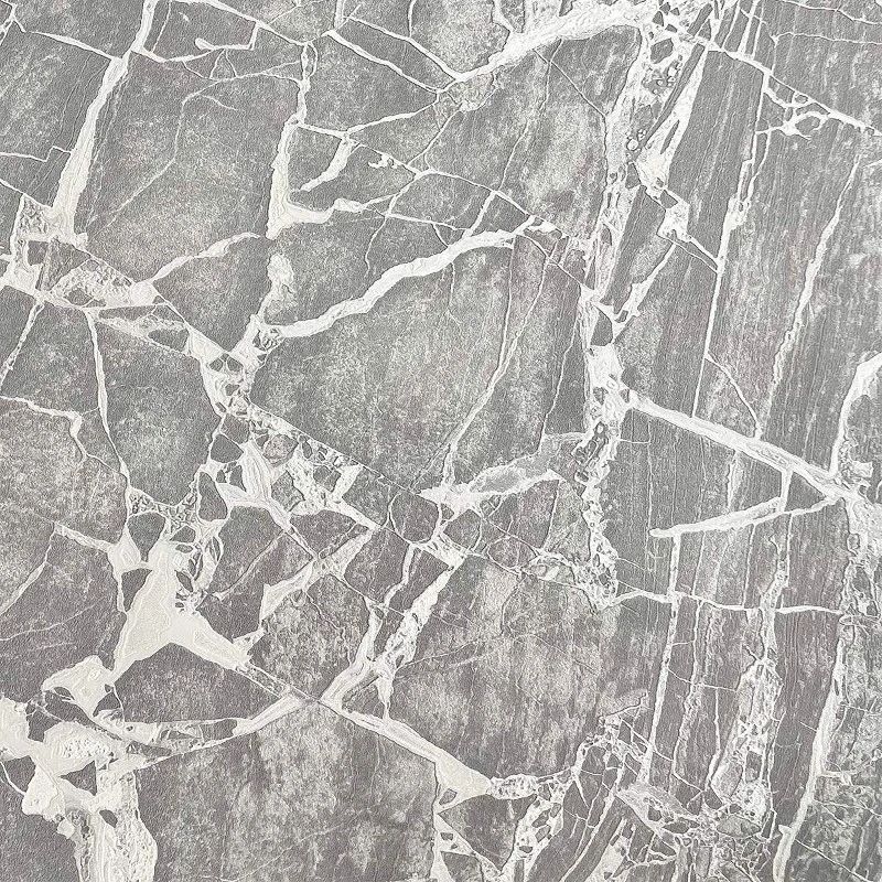 Enzo Cracked Marble Grey Carrara Luxury Italian Vinyl Wallpaper 538151