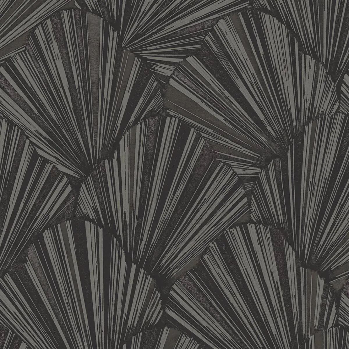 Allegra Scallop Shells luxurious Black & Silver Vinyl Wallpaper 33340 Allegra Scallop Shells luxurious Black & Silver Vinyl Wallpaper 33340