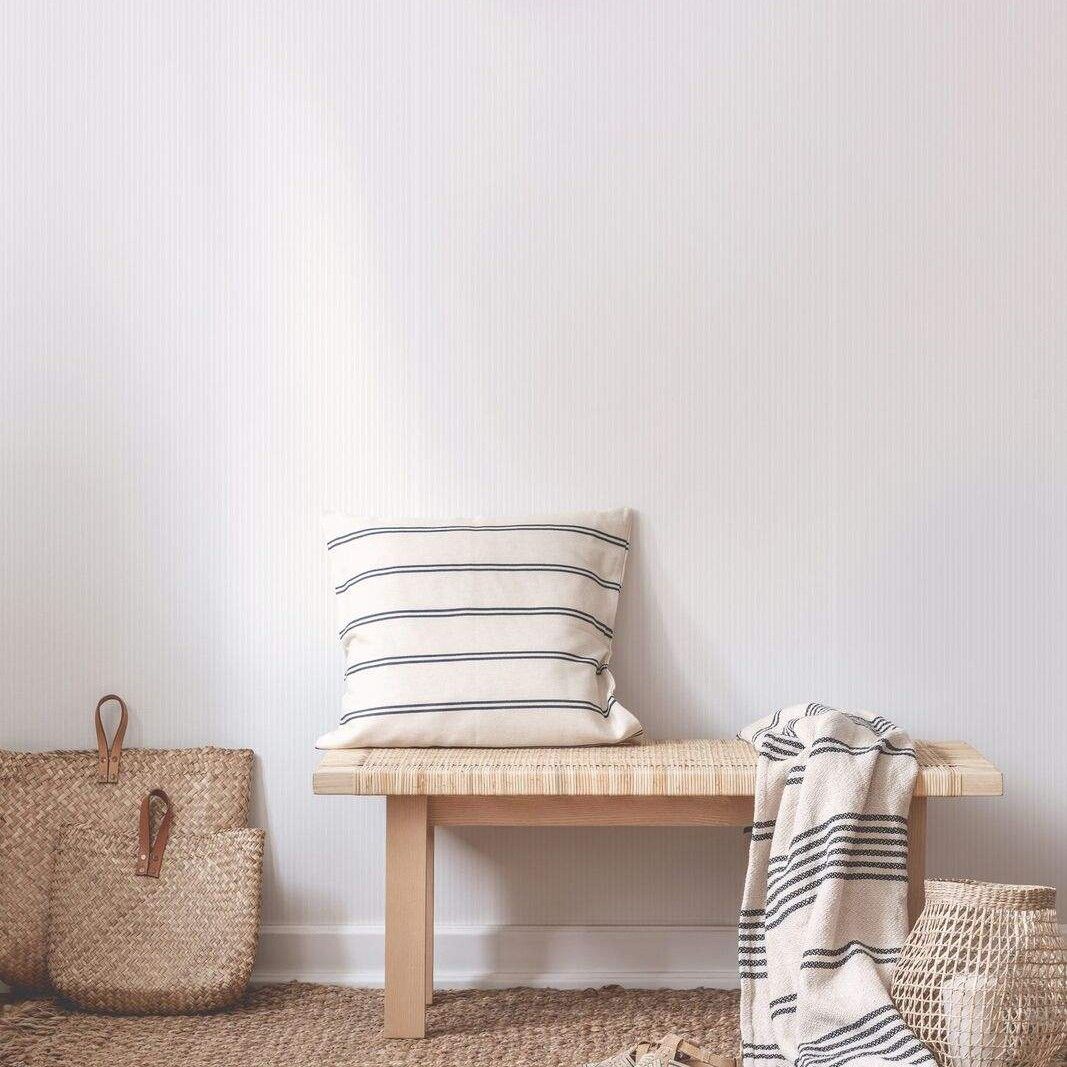 Ribbed Textured Stripes Superfresco White Paintable Wallpaper 17775 17775