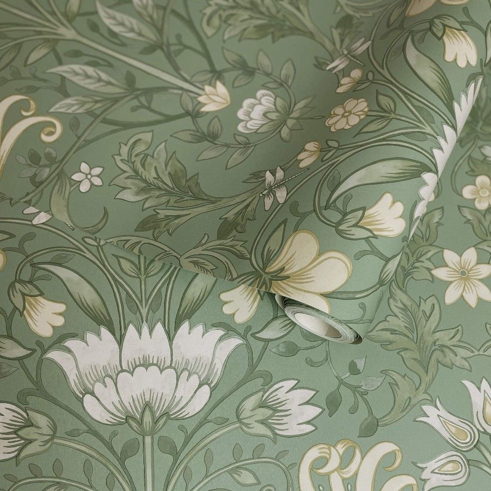 Vintage Floral Green William Morris Style Wallpaper 13550 | 13550