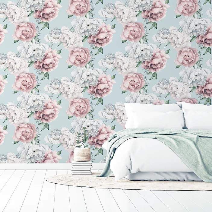 Mixed Peonies Mint Pink Floral Arthouse Peonies Wallpaper 251908