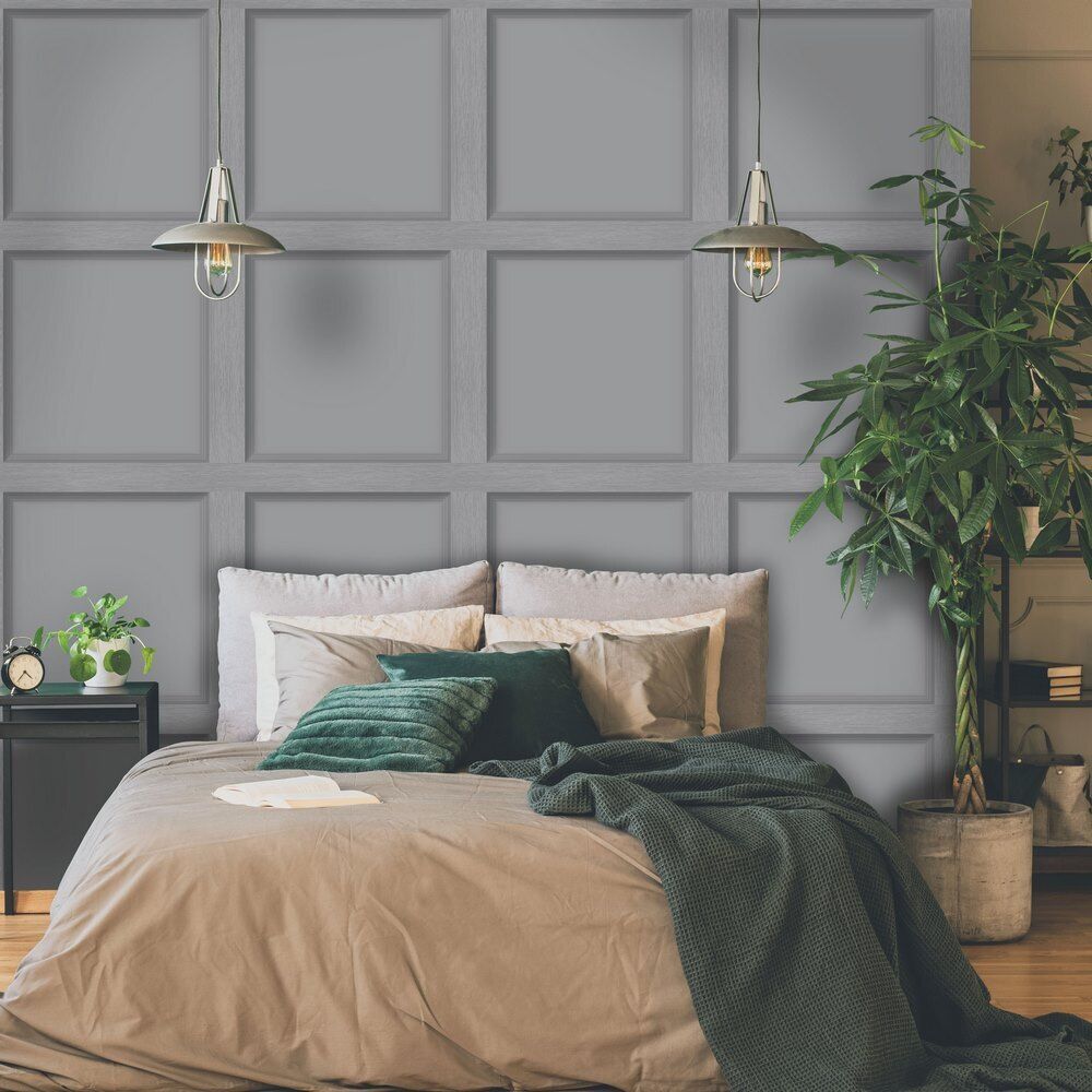 Modern Wood Panel Grey Wallpaper Holden Decor 12981