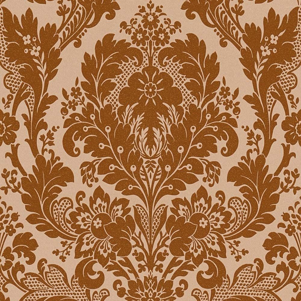 Kingsley Damask Brown | Brown Damask Wallpaper | 32750-1