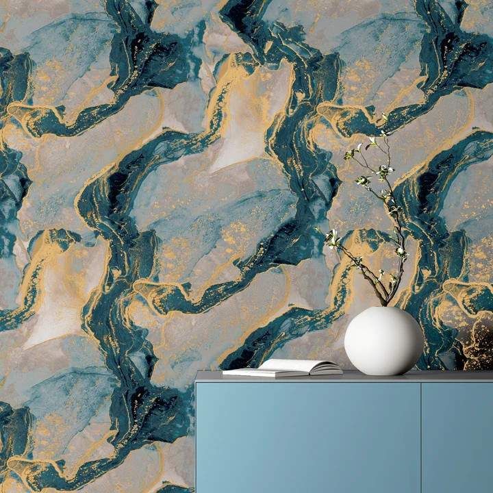 Arthouse Marble Wallpaper Teal & Gold | 693404