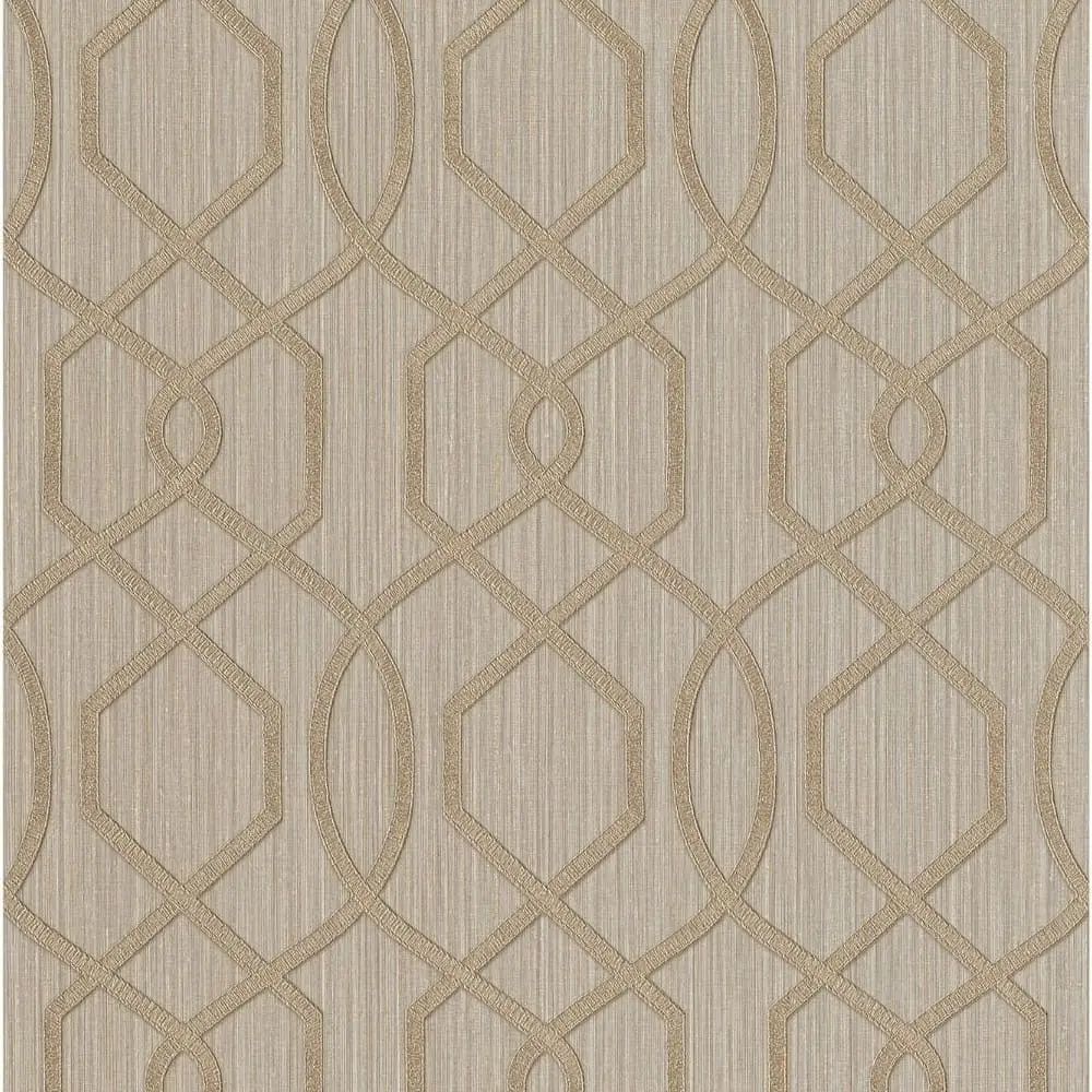 Saphira Woven Trellis Wallpaper Golden Brown Rasch 420715 | 420715