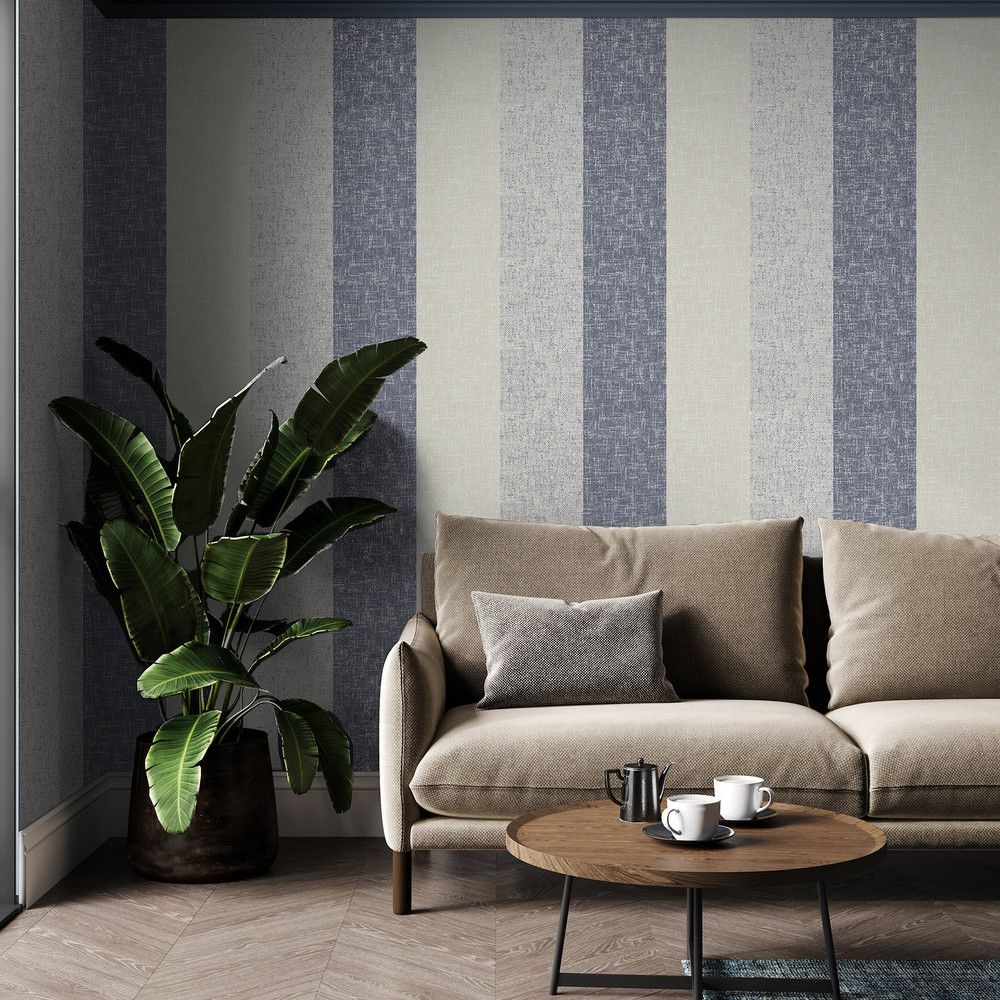 Meadow Stripe Navy Wallpaper Superfresco 128978