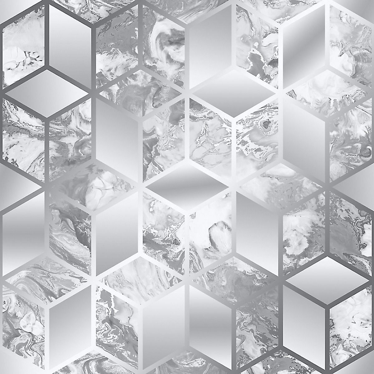 Silver geometric outlet wallpaper