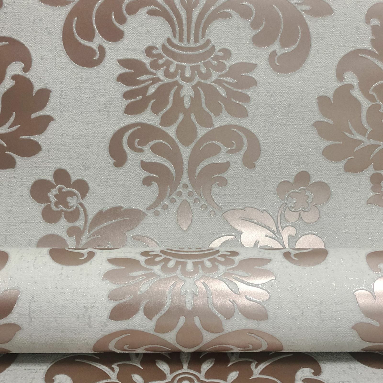 Quartz Damask Rose Gold Textured Vinyl Wallpaper FD42204 FD42204