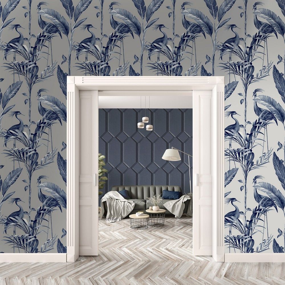 Navy and hotsell silver wallpaper