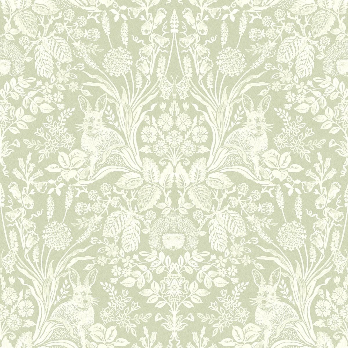 Damask online green wallpaper