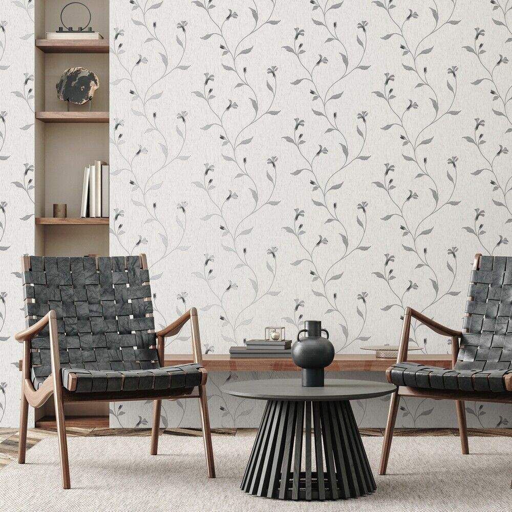 Bellagio Floral White & Silver Luxury Vinyl Wallpaper M95633 M95633